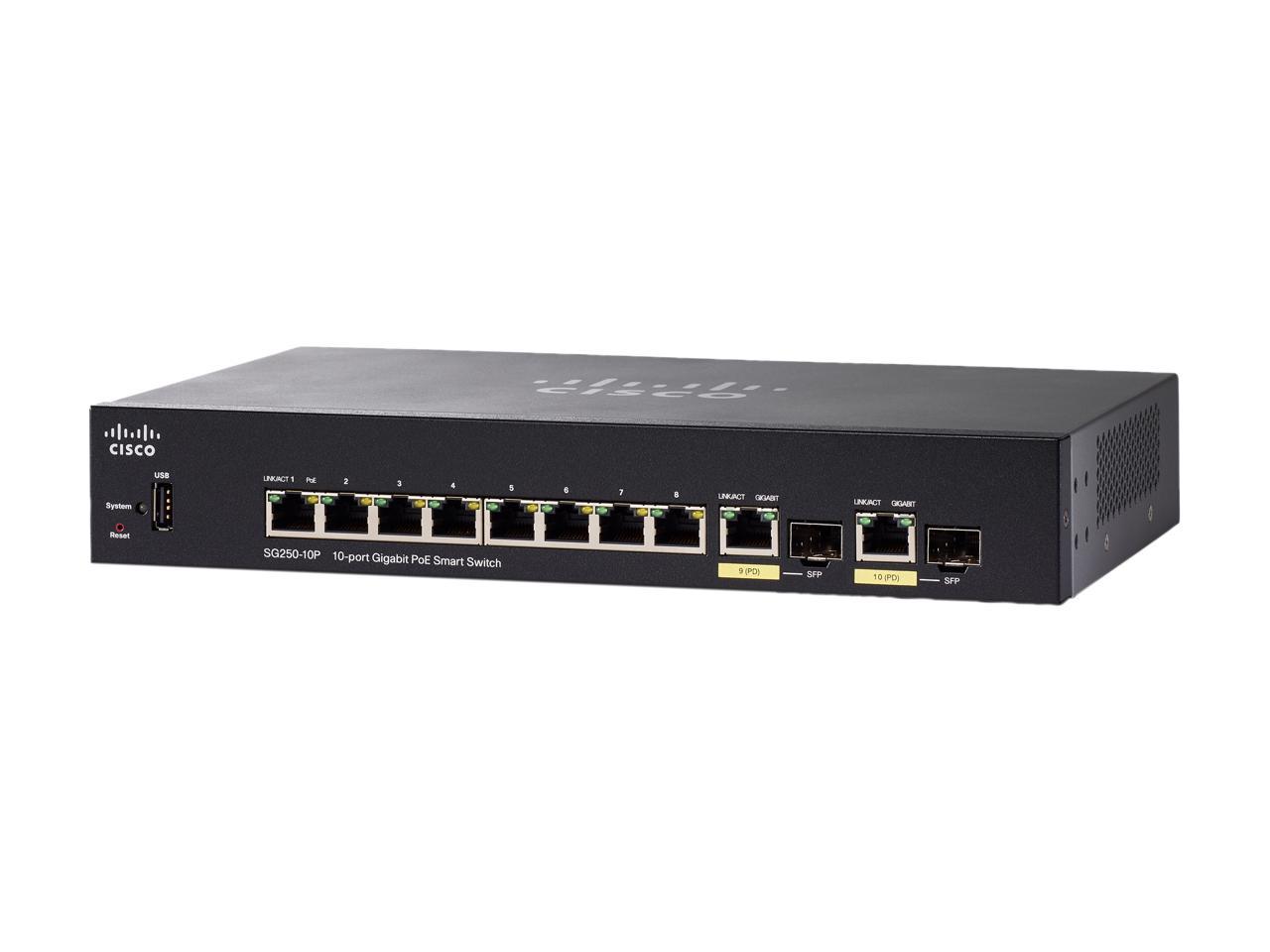Cisco SG250-10P 10-Port Gigabit PoE Smart Switch