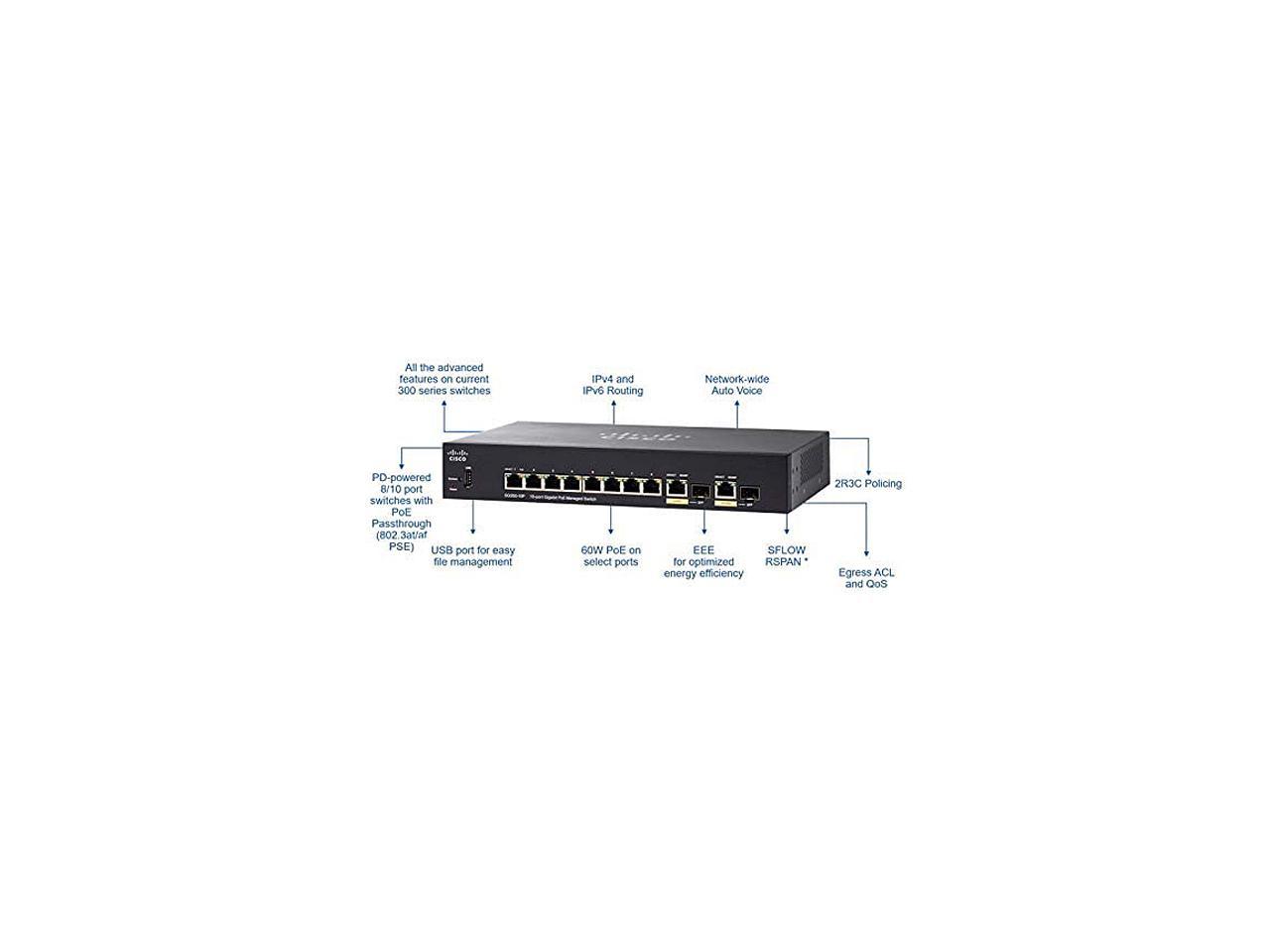 CISCO SYSTEMS SG350-10-K9-NA SG350-10 10-prt mgd switch