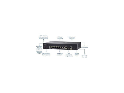 CISCO SYSTEMS SG350-10-K9-NA SG350-10 10-prt mgd switch