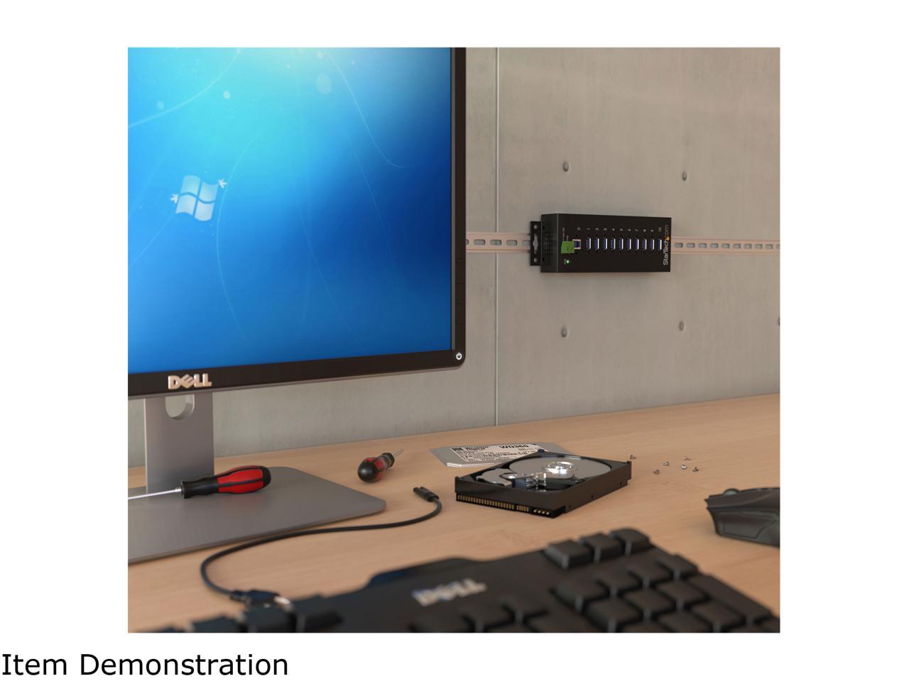 StarTech.com ST1030USBM 10 Port USB 3.0 Hub - Industrial - ESD and Surge Protection - DIN Rail or Surface Mountable - Metal - Powered USB Hub