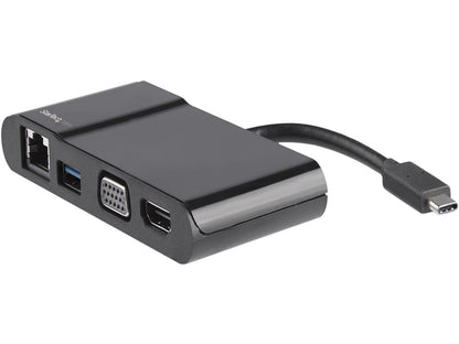 StarTech.com SUSB-C Multiport Adapter USB-C Travel Dock with 4K HDMI or 1080p VGA - Gigabit Ethernet, 5Gbps USB-A 3.0 - USB-C Digital AV Adapter Converter - USB Type-C/Thunderbolt 3 Laptop (DKT30CHV)