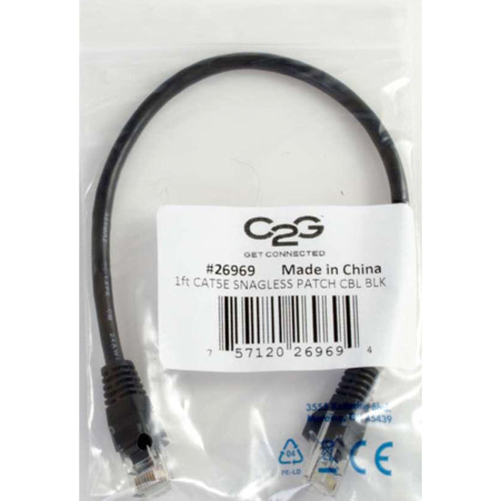 C2G 3ft Cat5e Ethernet Cable - Snagless Unshielded (UTP) - Black