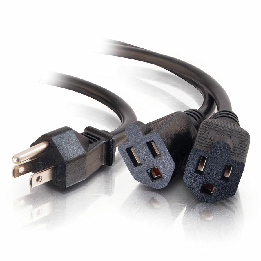 C2G 3ft 16 AWG 1-to-2 Power Cord Splitter (1 NEMA 5-15P to 2 NEMA 5-15R)