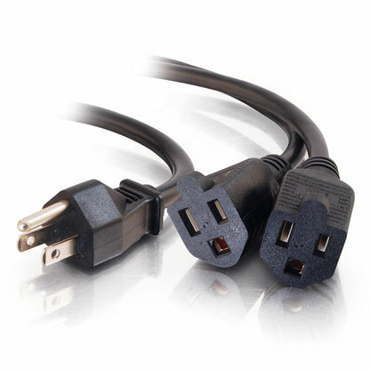 C2G 3ft 16 AWG 1-to-2 Power Cord Splitter (1 NEMA 5-15P to 2 NEMA 5-15R)