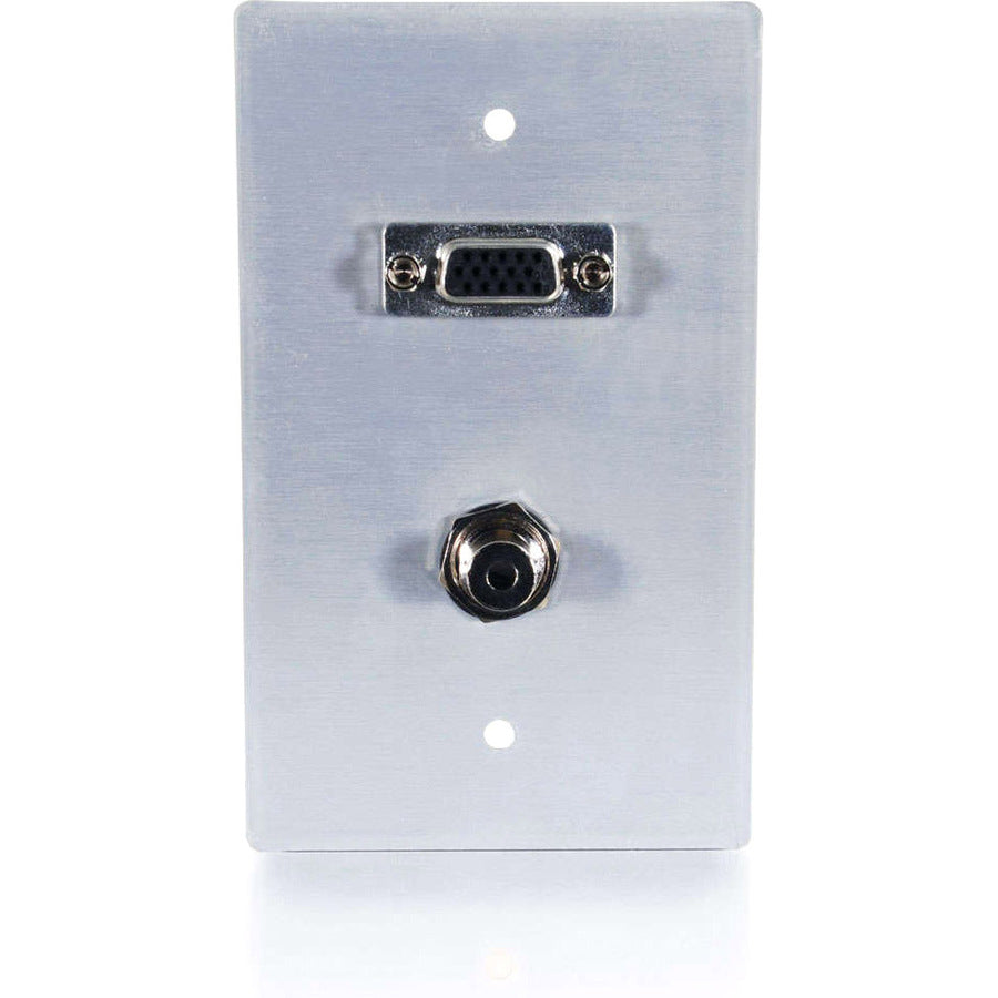 C2G VGA and 3.5mm Audio Pass Through Single Gang Wall Plate - Brushed Aluminum