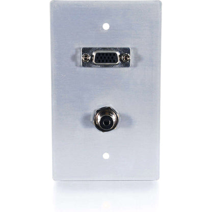 C2G VGA and 3.5mm Audio Pass Through Single Gang Wall Plate - Brushed Aluminum