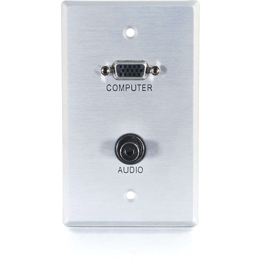 C2G VGA and 3.5mm Audio Pass Through Single Gang Wall Plate - Brushed Aluminum