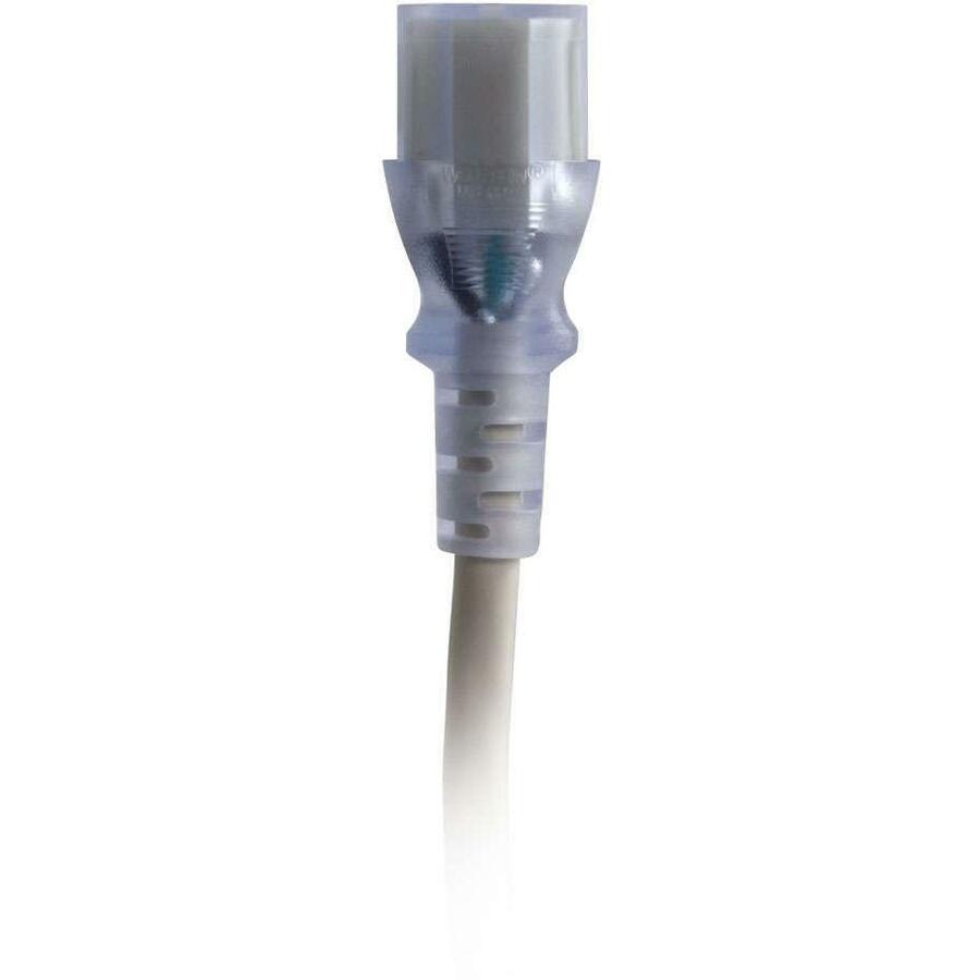 C2G 10ft 16 AWG Hospital Grade Power Cord (NEMA 5-15P to IEC320C13) - Gray with Clear Connectors