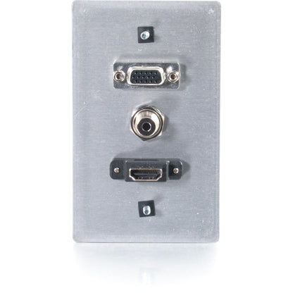 C2G HDMI, VGA and 3.5mm Audio Pass Through Wall Plate Single Gang Brushed Aluminum