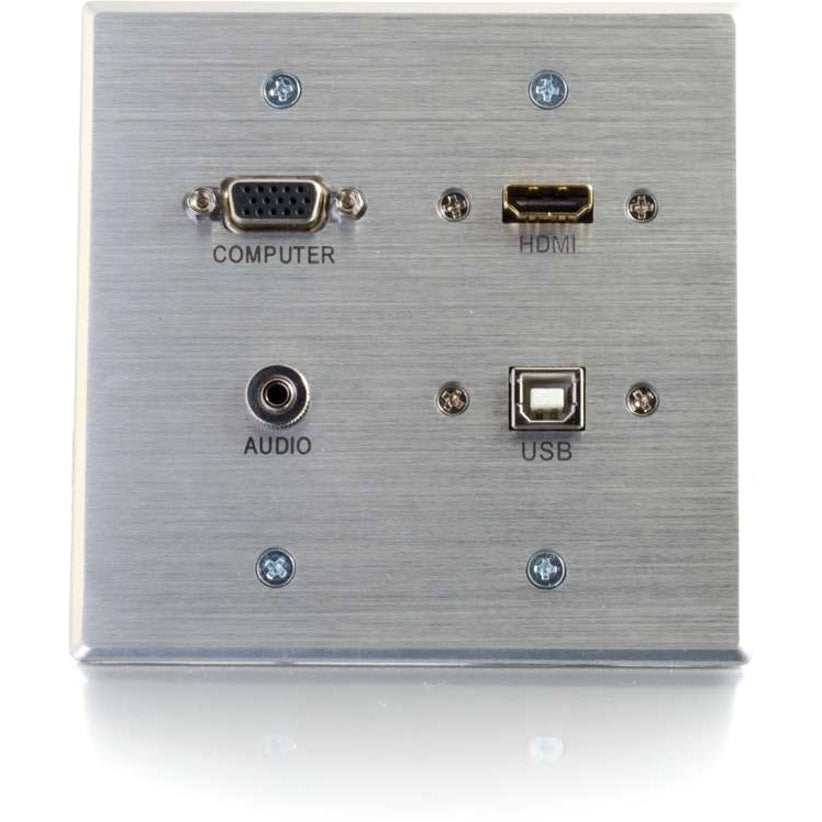 C2G HDMI, VGA, 3.5mm Audio and USB Pass Through Wall Plate - Double Gang