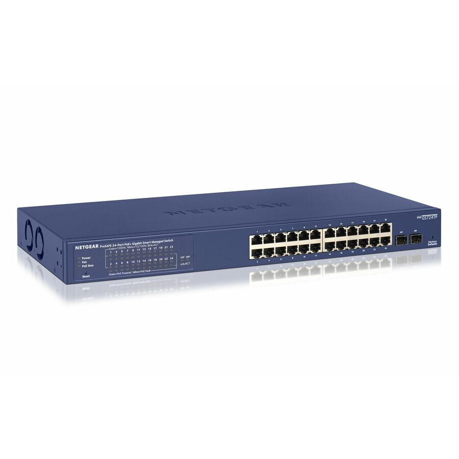 Netgear 24-Port Gigabit PoE+ Smart Managed Pro Switch with 2 SFP Ports (GS724TPv2)