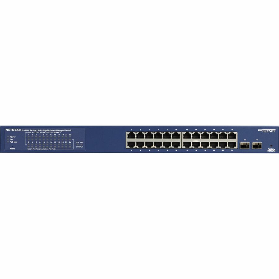 Netgear 24-Port Gigabit PoE+ Smart Managed Pro Switch with 2 SFP Ports (GS724TPv2)