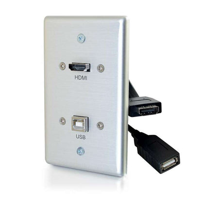 C2G HMDI and USB B Pass Through Wall Plate - Single Gang