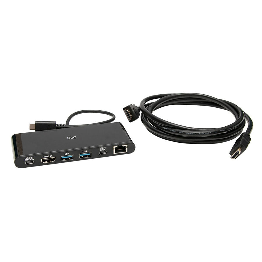 C2G USB C Docking Station Kit - USB C to HDMI, Ethernet and USB & 6ft HDMI