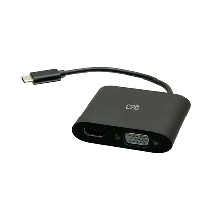 C2G USB C to HDMI & VGA Dual Monitor Adapter - 4K 30Hz - Black