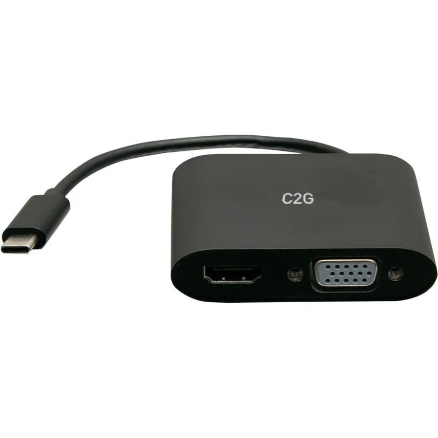 C2G USB C to HDMI & VGA Dual Monitor Adapter - 4K 30Hz - Black