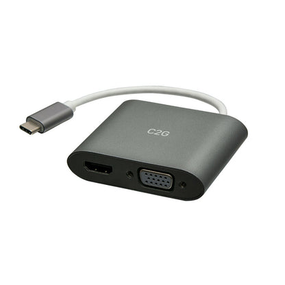 C2G C2G USB C to HDMI & VGA Dual Monitor Adapter - 4K 30Hz - White