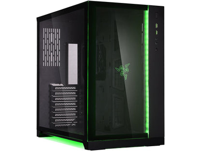 LIAN LI PC-O11 Dynamic Razer Edition Black Tempered Glass on the Front, and Left Side, Chassis Body SECC ATX Mid Tower Gaming Computer Case - PC-O11D Razer
