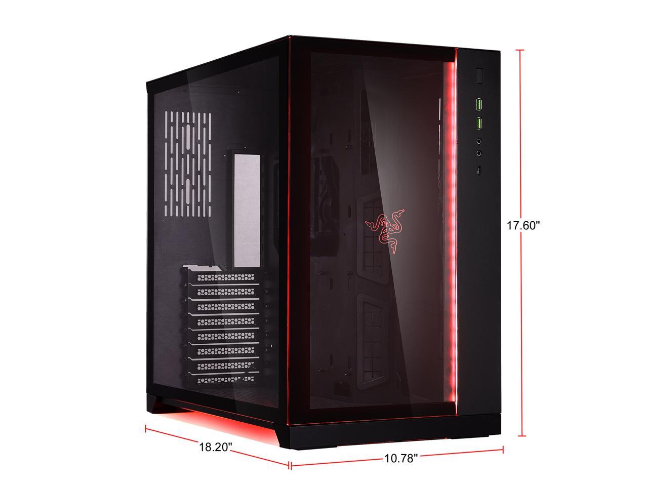 LIAN LI PC-O11 Dynamic Razer Edition Black Tempered Glass on the Front, and Left Side, Chassis Body SECC ATX Mid Tower Gaming Computer Case - PC-O11D Razer