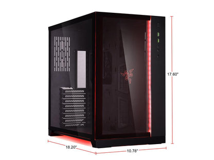 LIAN LI PC-O11 Dynamic Razer Edition Black Tempered Glass on the Front, and Left Side, Chassis Body SECC ATX Mid Tower Gaming Computer Case - PC-O11D Razer