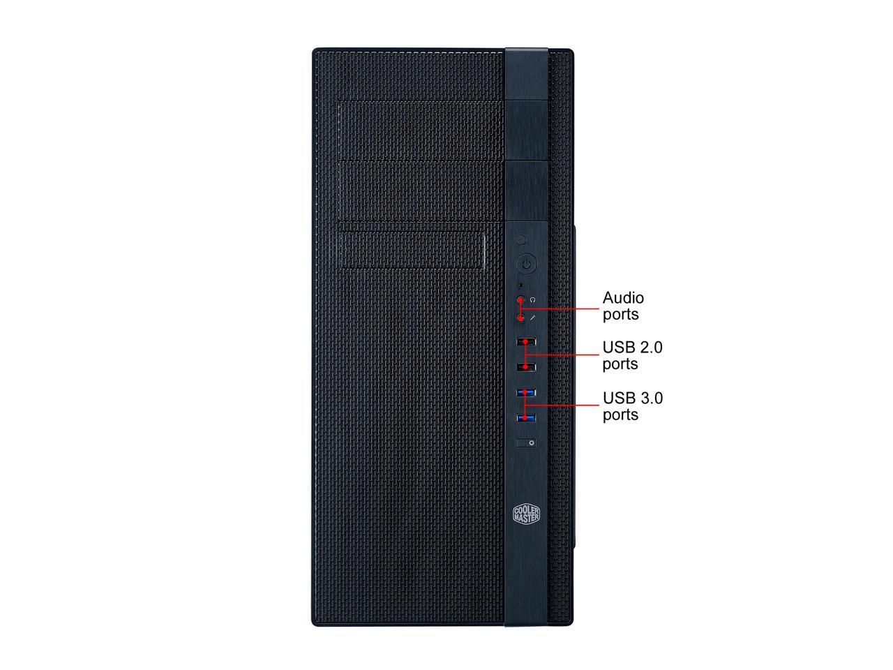 Cooler Master N400 ATX Tower with Front Mesh Ventilation, Minimal Design, 240mm Close-Loop AIO Support