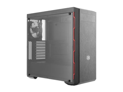 Cooler Master MasterBox MB600L ATX Mid-Tower w/ Sleek Brushed Design, Red Side Trim, & Acrylic Side Panel