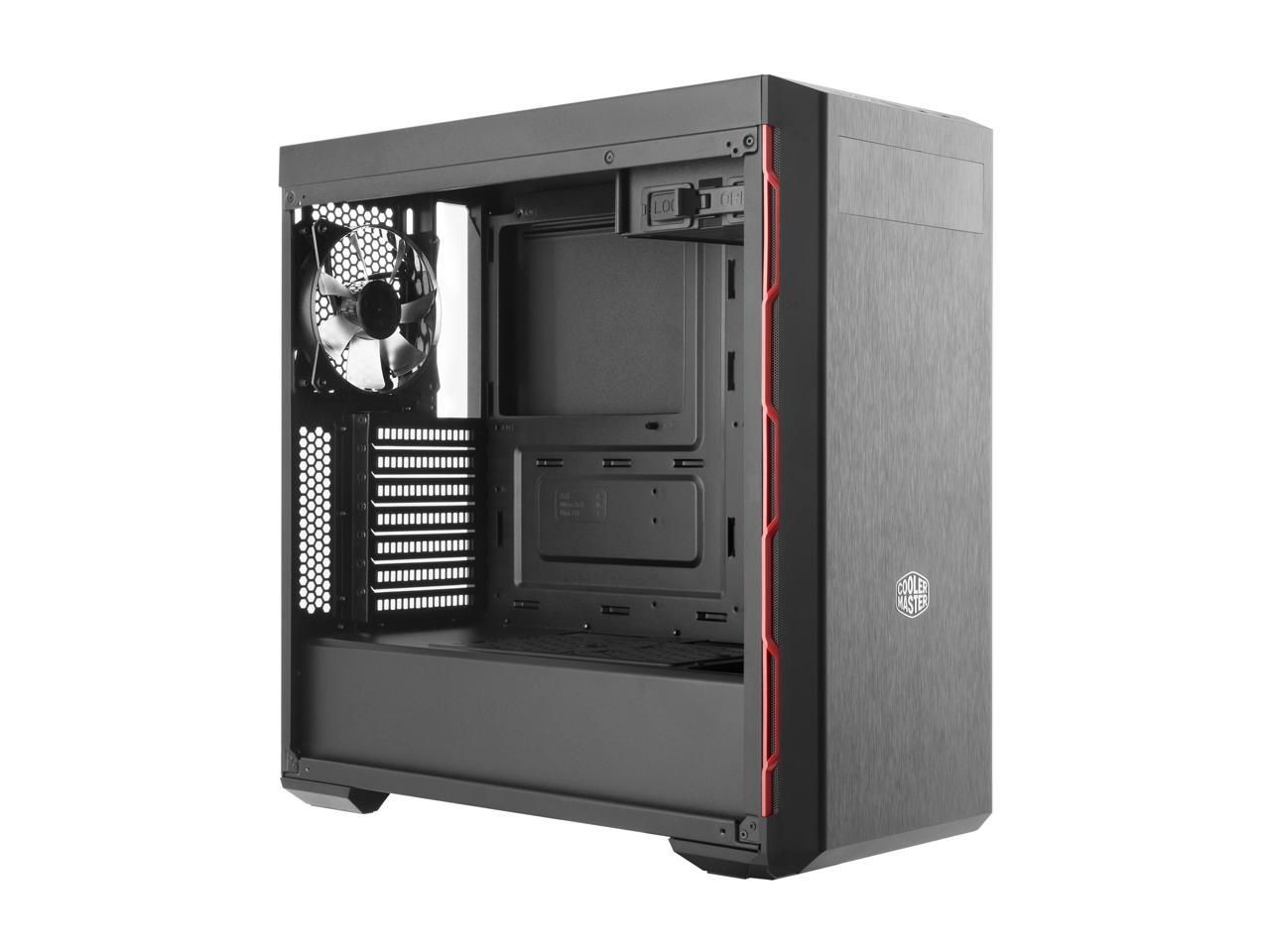 Cooler Master MasterBox MB600L ATX Mid-Tower w/ Sleek Brushed Design, Red Side Trim, & Acrylic Side Panel