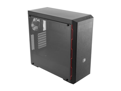 Cooler Master MasterBox MB600L ATX Mid-Tower w/ Sleek Brushed Design, Red Side Trim, & Acrylic Side Panel