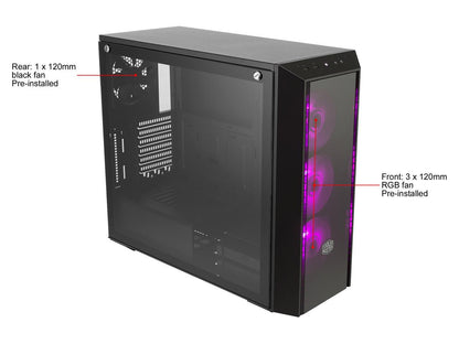 Cooler Master MasterBox Pro 5 RGB ATX Mid-Tower w/ Front DarkMirror Panel, Tempered Glass Side Panel & 3 x 120mm RGB Fans w/1 to 3 Splitter Cable