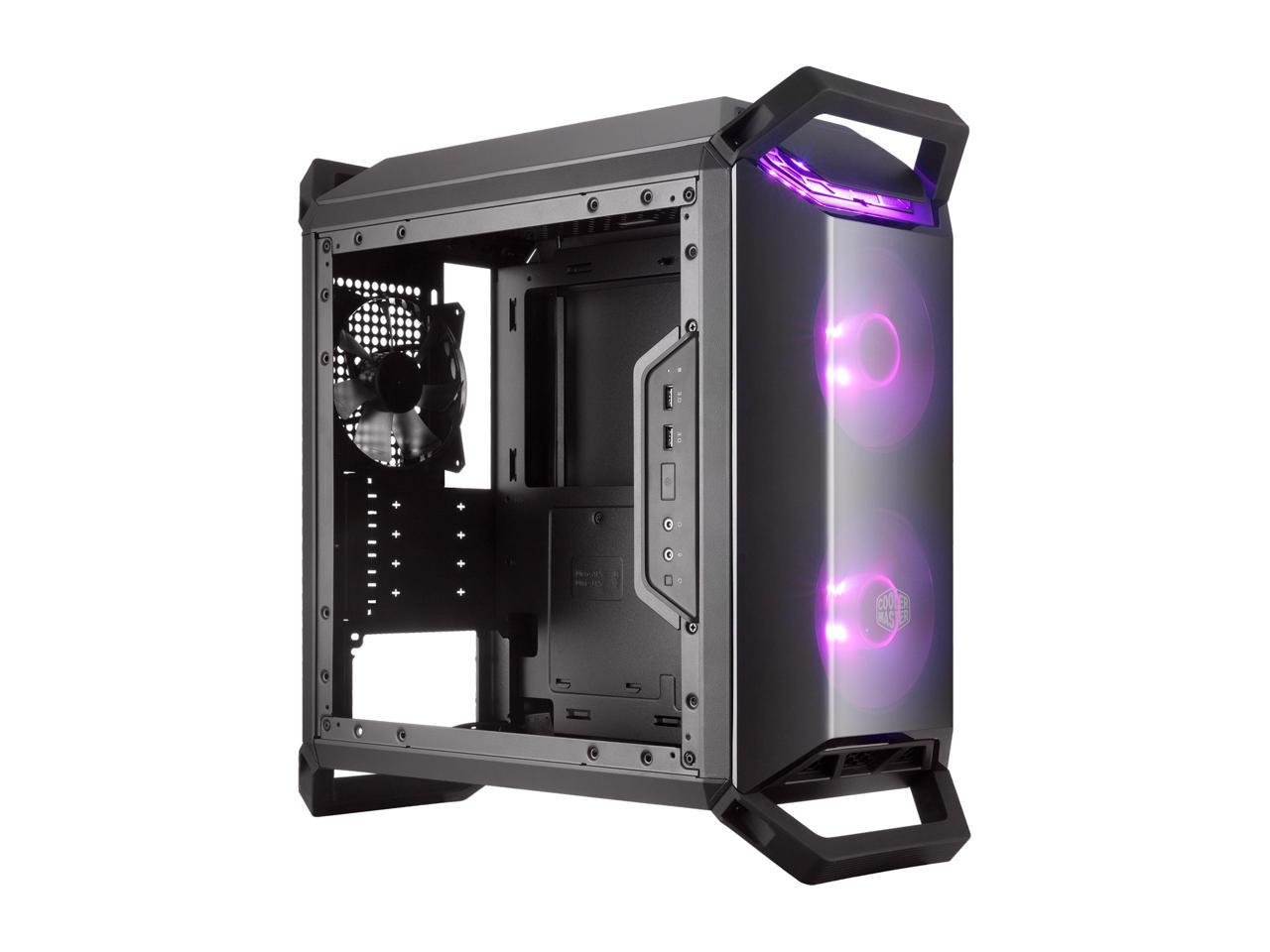 Cooler Master MasterBox Q300P Micro ATX Tower w/ Front & Top Dark Mirror Panel, Transparent Acrylic Side Panel, Adjustable I/O & 2x 120mm RGB Fans w/RGB Controller