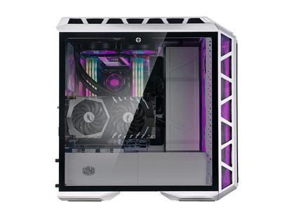 Cooler Master MasterCase H500P Mesh White ARGB Airflow ATX Mid-Tower with Dual 200mm ARGB Fans, Mesh Front Panel, Tempered Glass Side Panel & ARGB Lighting System