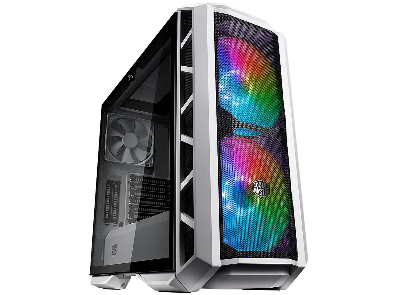 Cooler Master MasterCase H500P Mesh White ARGB Airflow ATX Mid-Tower with Dual 200mm ARGB Fans, Mesh Front Panel, Tempered Glass Side Panel & ARGB Lighting System