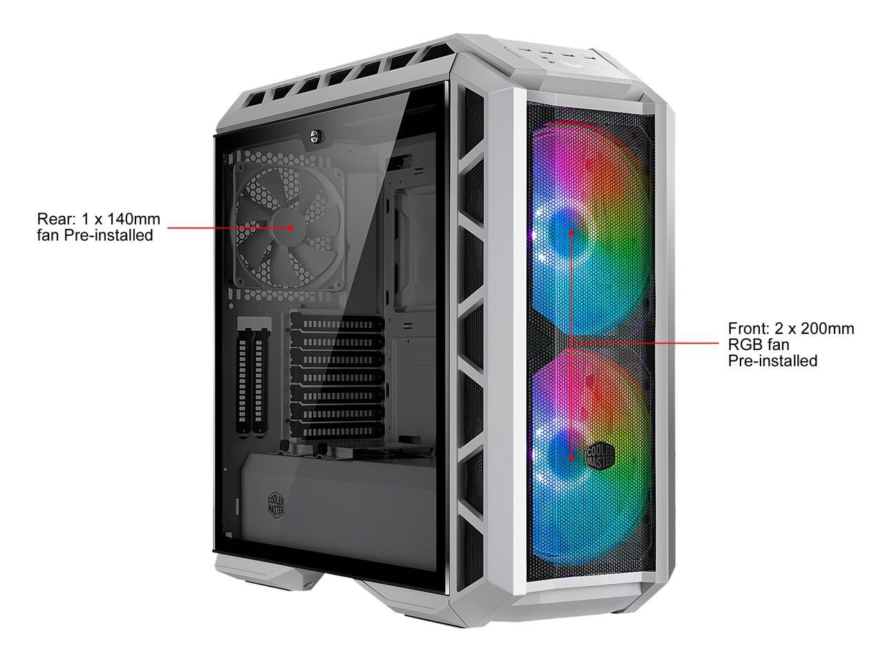 Cooler Master MasterCase H500P Mesh White ARGB Airflow ATX Mid-Tower with Dual 200mm ARGB Fans, Mesh Front Panel, Tempered Glass Side Panel & ARGB Lighting System