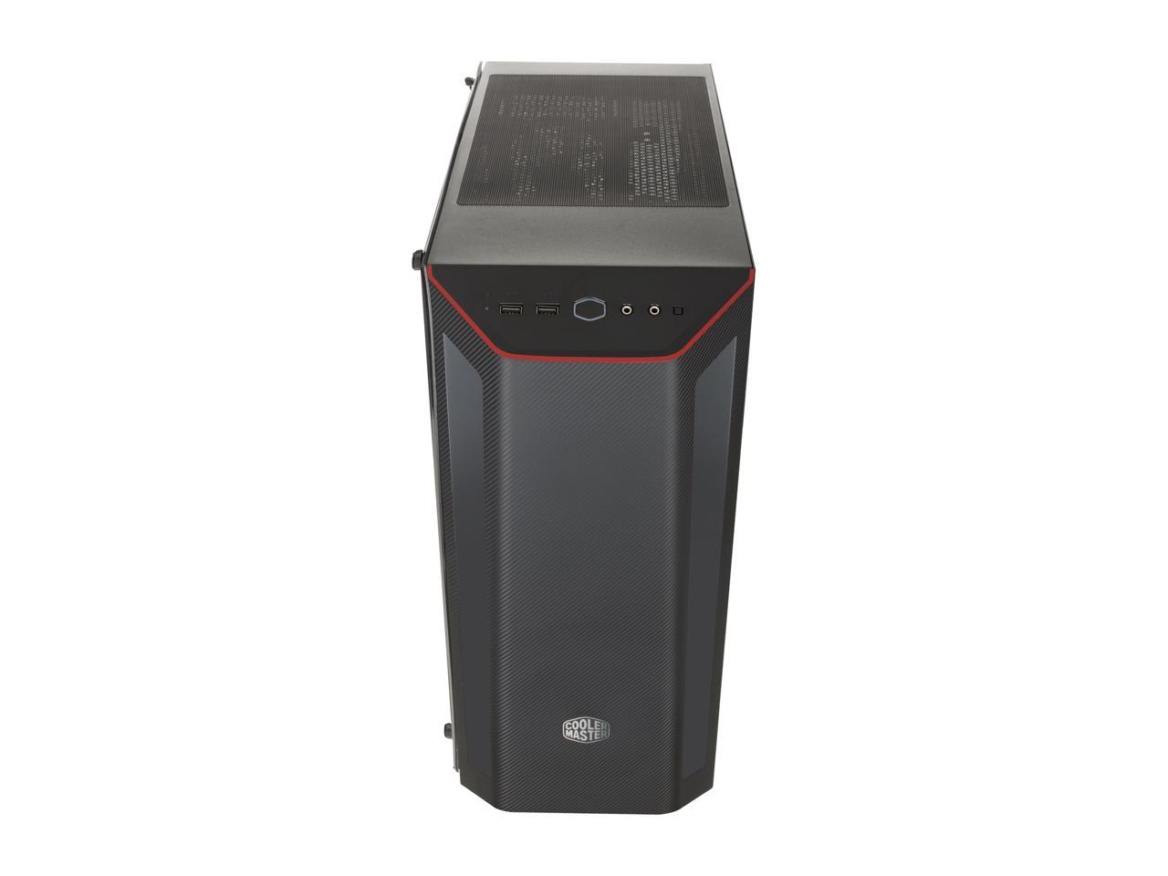 Cooler Master MasterBox MB510L ATX Mid-Tower w/ Front Carbon Texture, Front Side Red Accent Mesh Intake & Transparent Acrylic Side Panel