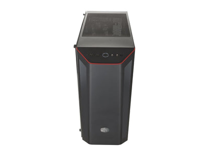 Cooler Master MasterBox MB510L ATX Mid-Tower w/ Front Carbon Texture, Front Side Red Accent Mesh Intake & Transparent Acrylic Side Panel