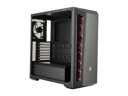 Cooler Master MasterBox MB510L ATX Mid-Tower w/ Front Carbon Texture, Front Side Red Accent Mesh Intake & Transparent Acrylic Side Panel