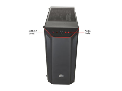 Cooler Master MasterBox MB510L ATX Mid-Tower w/ Front Carbon Texture, Front Side Red Accent Mesh Intake & Transparent Acrylic Side Panel