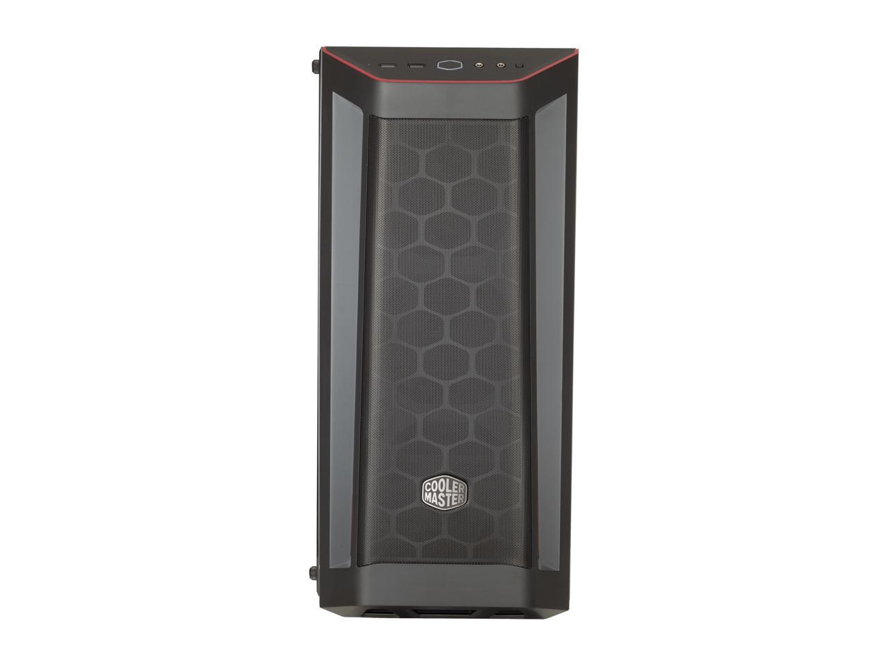 Cooler Master MasterBox MB511 ATX Mid-Tower w/ Front Mesh Ventilation, Front Side Red Accent Mesh Intake & Transparent Acrylic Side Panel