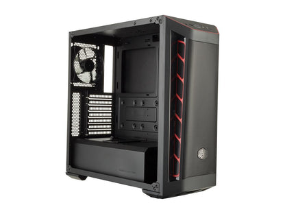 Cooler Master MasterBox MB511 ATX Mid-Tower w/ Front Mesh Ventilation, Front Side Red Accent Mesh Intake & Transparent Acrylic Side Panel