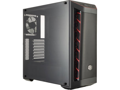 Cooler Master MasterBox MB511 ATX Mid-Tower w/ Front Mesh Ventilation, Front Side Red Accent Mesh Intake & Transparent Acrylic Side Panel