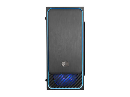 Cooler Master MasterBox E500L ATX Mid-Tower w/ Front Sliding Brushed Panel, Blue Accent Trim, Transparent Acrylic Side Panel and Blue LED Fans