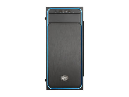 Cooler Master MasterBox E500L ATX Mid-Tower w/ Front Sliding Brushed Panel, Blue Accent Trim, Transparent Acrylic Side Panel and Blue LED Fans