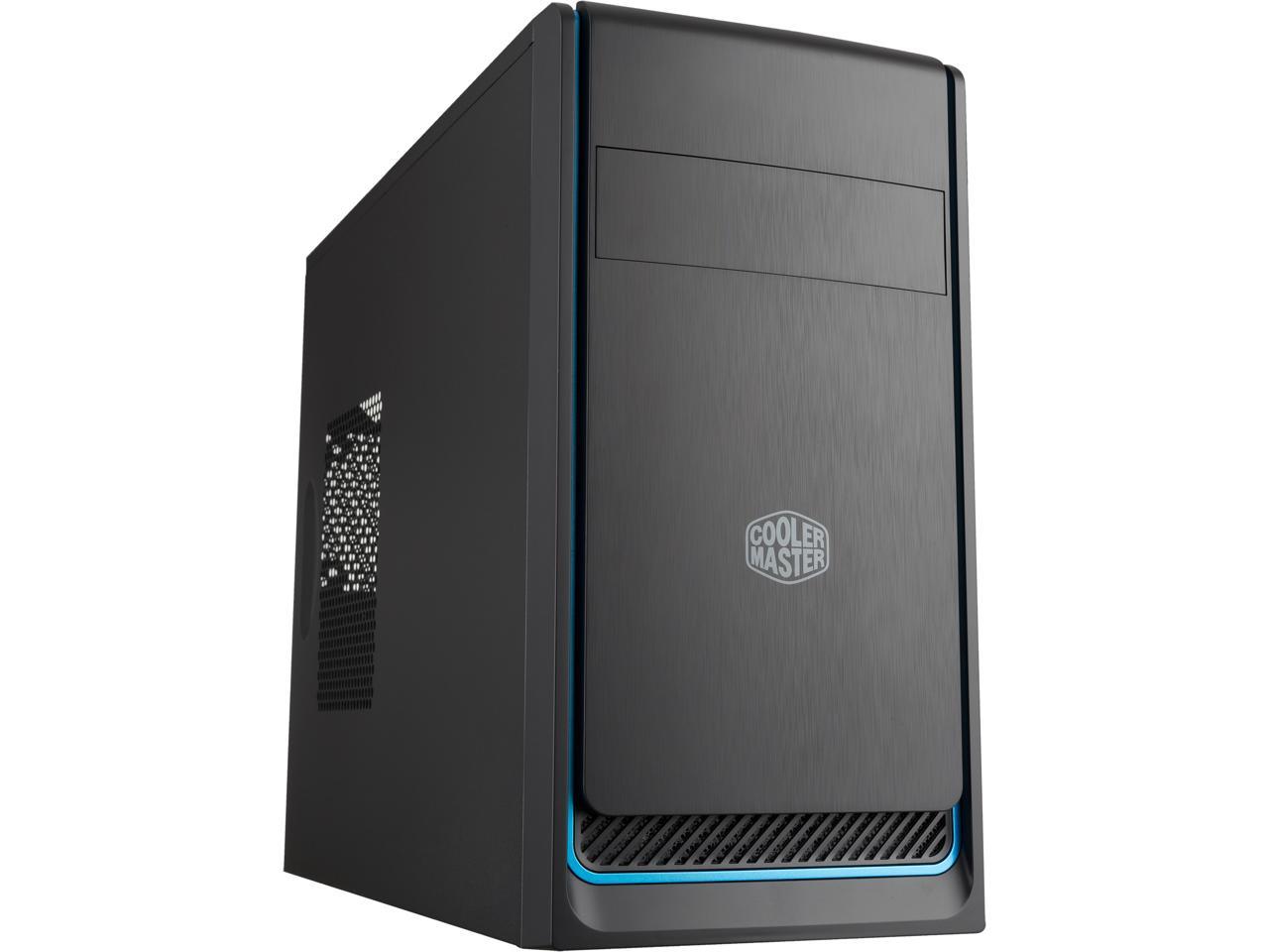 Cooler Master MasterBox E300L mATX Tower w/Front Brushed Panel, Blue Accent Trim and Side Ventilation Vent