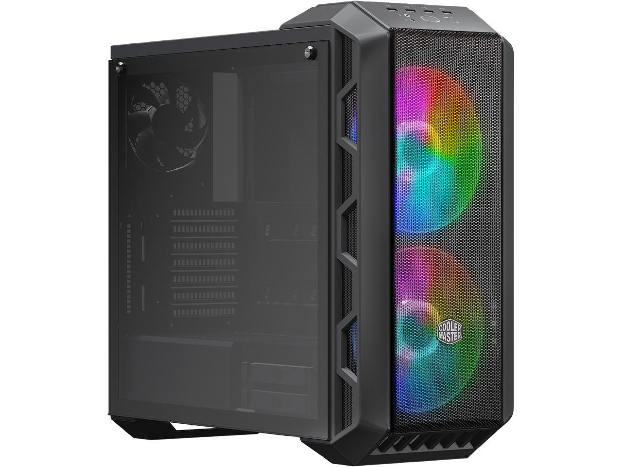Cooler Master MasterCase H500 ARGB Airflow ATX Mid-Tower with Mesh & Transparent Front Panel Option, 2 x 200mm ARGB Fans, and a Tempered Glass Side Panel, MCM-H500-IGNN-S01