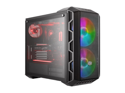Cooler Master MasterCase H500 ARGB Airflow ATX Mid-Tower with Mesh & Transparent Front Panel Option, 2 x 200mm ARGB Fans, and a Tempered Glass Side Panel, MCM-H500-IGNN-S01