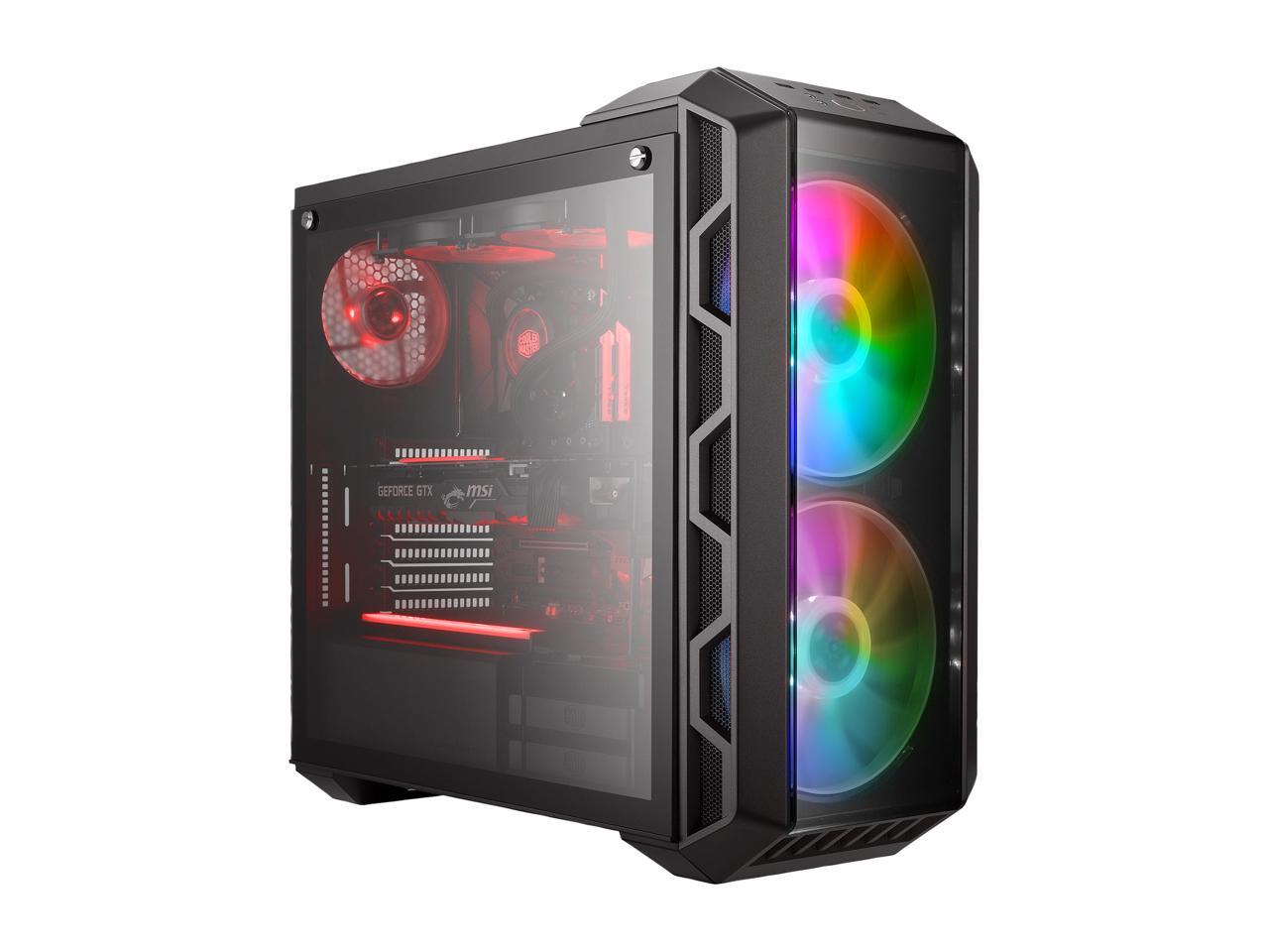 Cooler Master MasterCase H500 ARGB Airflow ATX Mid-Tower with Mesh & Transparent Front Panel Option, 2 x 200mm ARGB Fans, and a Tempered Glass Side Panel, MCM-H500-IGNN-S01
