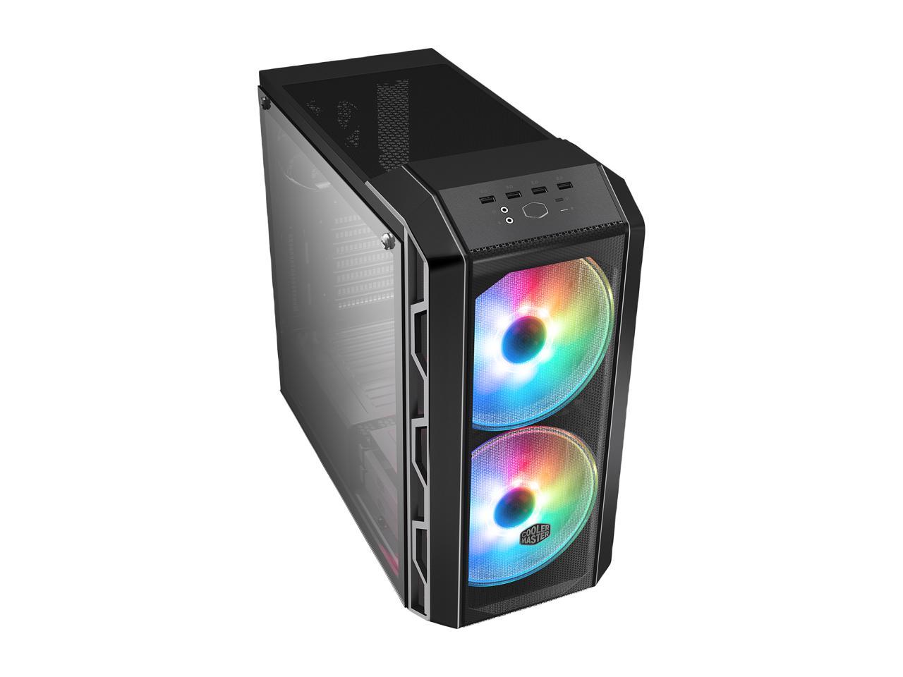 Cooler Master MasterCase H500 ARGB Airflow ATX Mid-Tower with Mesh & Transparent Front Panel Option, 2 x 200mm ARGB Fans, and a Tempered Glass Side Panel, MCM-H500-IGNN-S01
