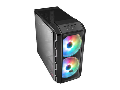 Cooler Master MasterCase H500 ARGB Airflow ATX Mid-Tower with Mesh & Transparent Front Panel Option, 2 x 200mm ARGB Fans, and a Tempered Glass Side Panel, MCM-H500-IGNN-S01