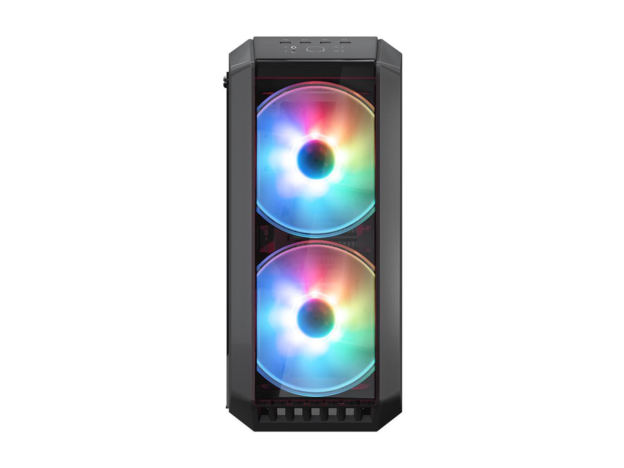 Cooler Master MasterCase H500 ARGB Airflow ATX Mid-Tower with Mesh and Transparent Front Panel Option, Dual 200mm ARGB Lighting Fans, and Tempered Glass