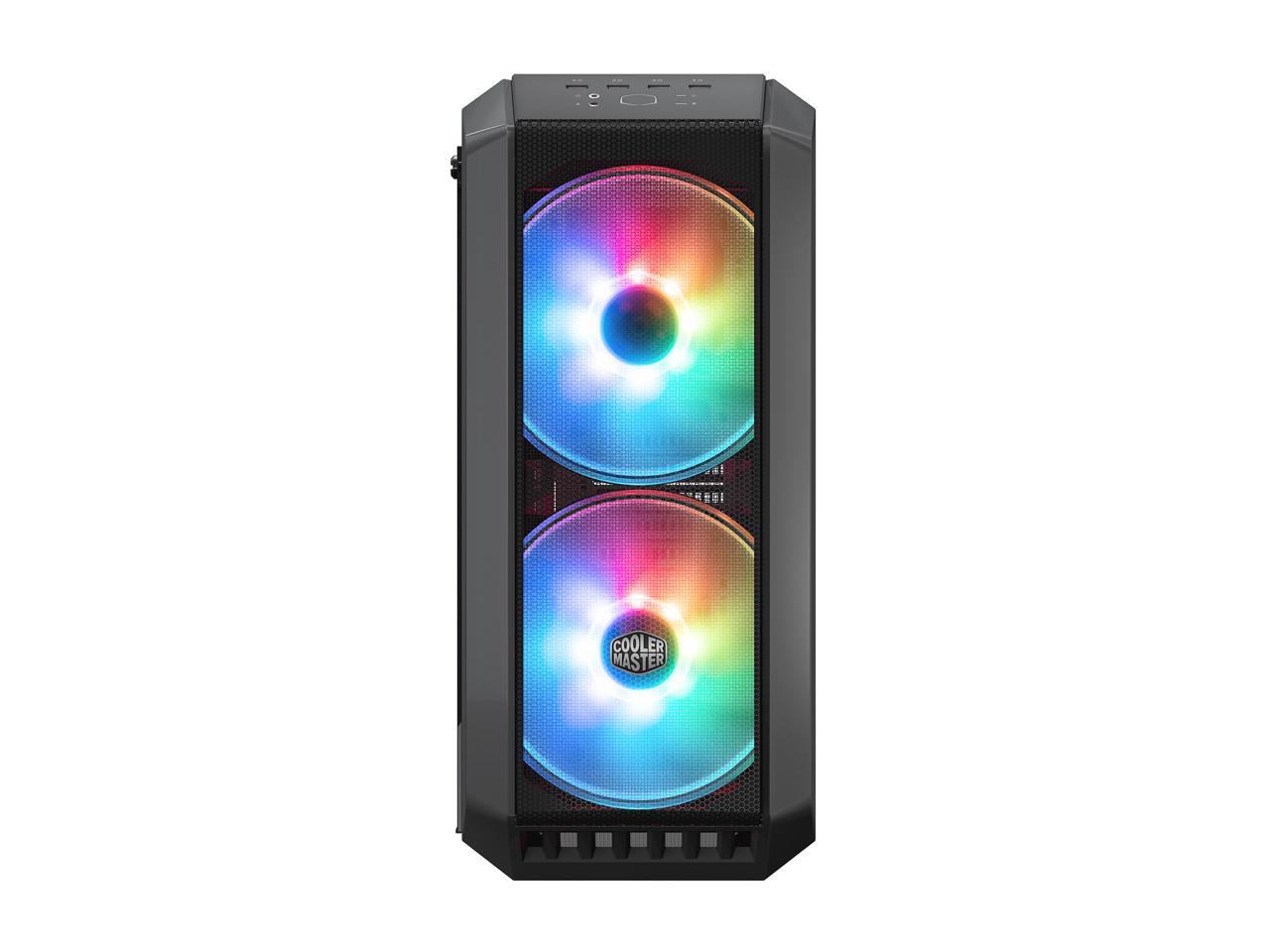 Cooler Master MasterCase H500 ARGB Airflow ATX Mid-Tower with Mesh and Transparent Front Panel Option, Dual 200mm ARGB Lighting Fans, and Tempered Glass